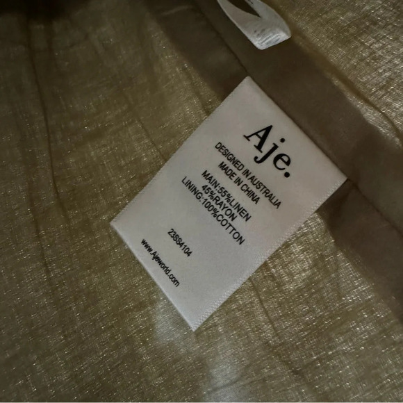 NEW Aje. Linen Blend Realm Wrap Front Mini Skirt Desert Khaki Size 10 - Picture 8 of 11